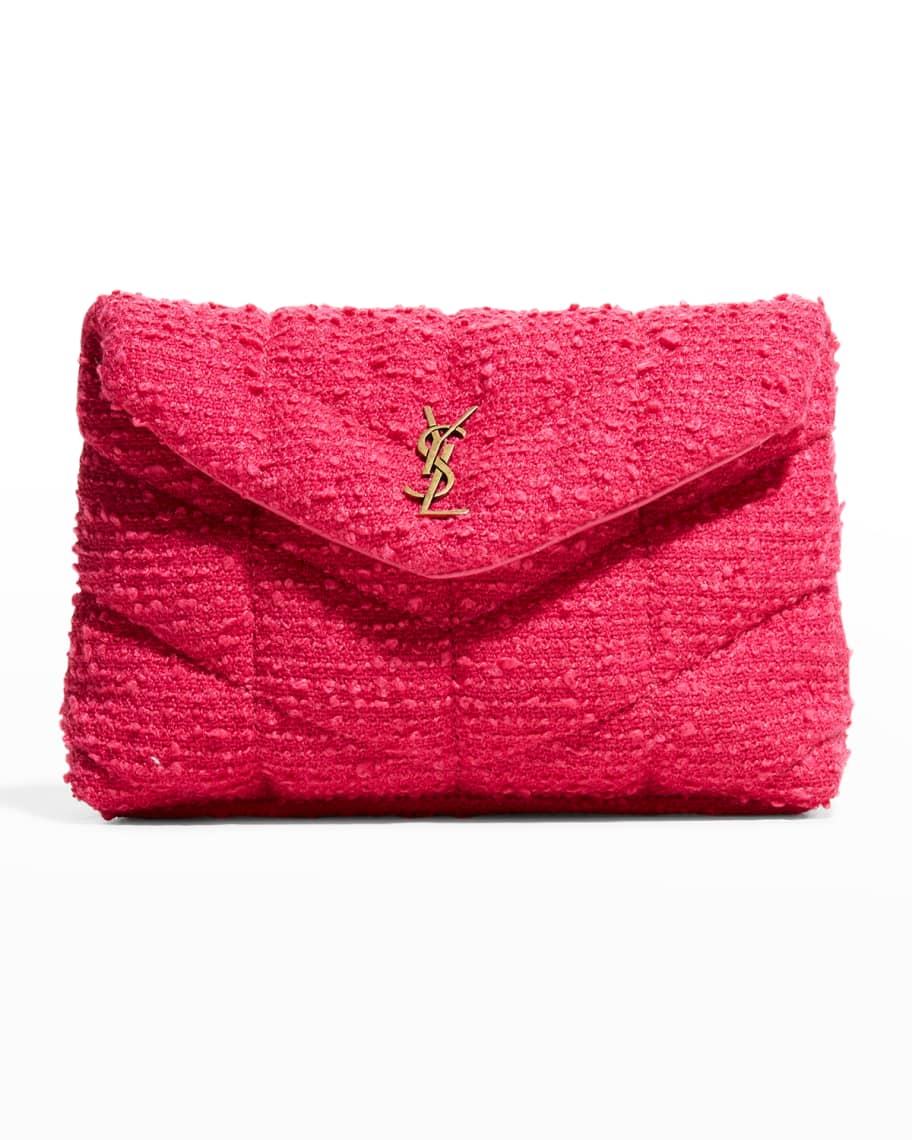 Saint Laurent Bouclé Tweed Matelassé Puffer Pouch