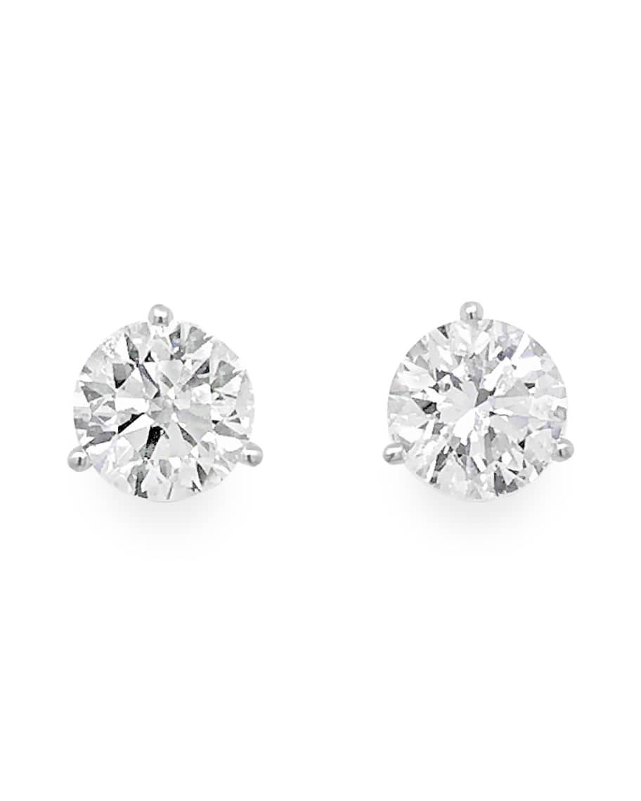 Neiman Marcus Diamonds 18k White Gold Martini-Set Diamond Earrings, 2 ...