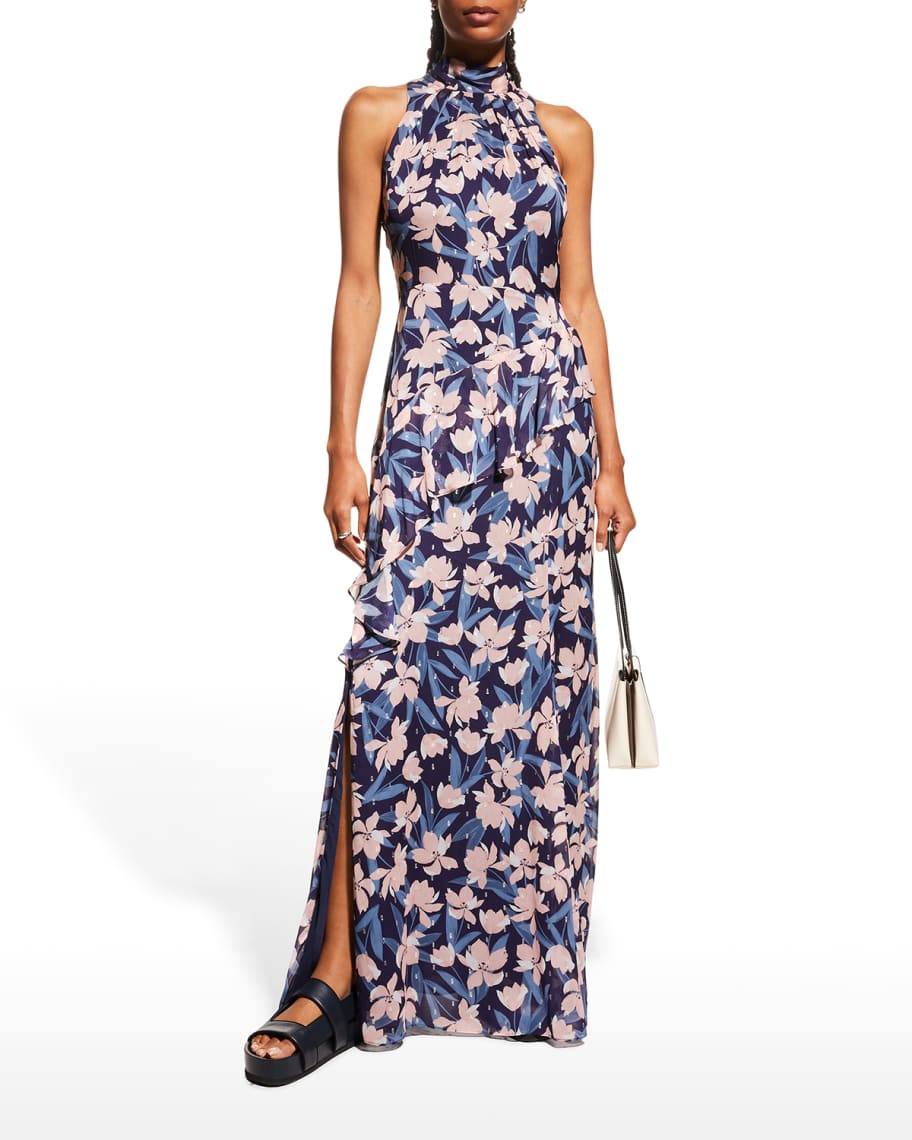 Shoshanna Oscar Lily-Print Halter Dress | Neiman Marcus