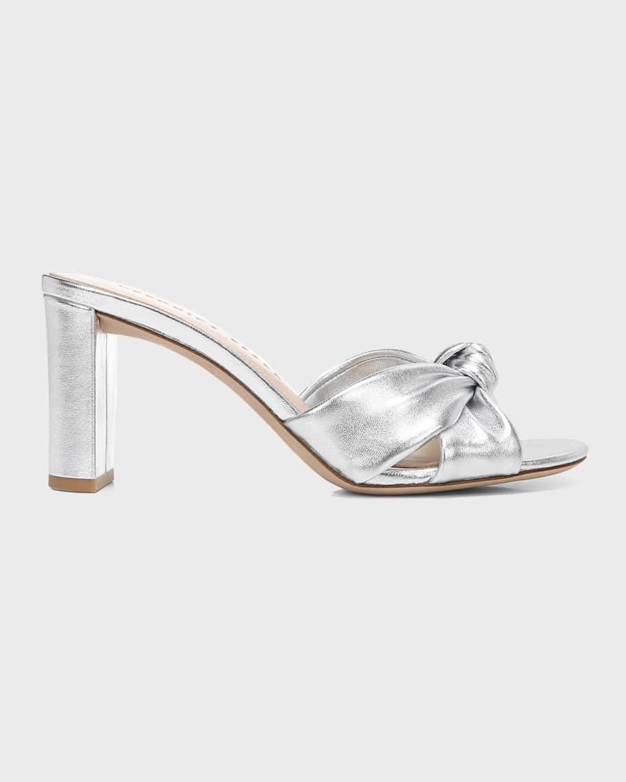 Veronica Beard Ganita Metallic Knot Slide Sandals | Neiman Marcus