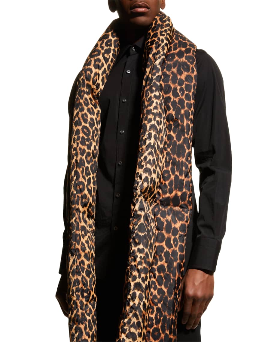 Saint Laurent Men's Leopard-Print Puffer Scarf | Neiman Marcus