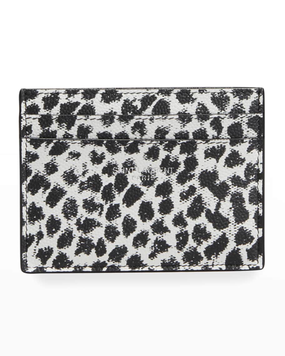 Saint Laurent Leopard-print Leather Wallet in Black for Men