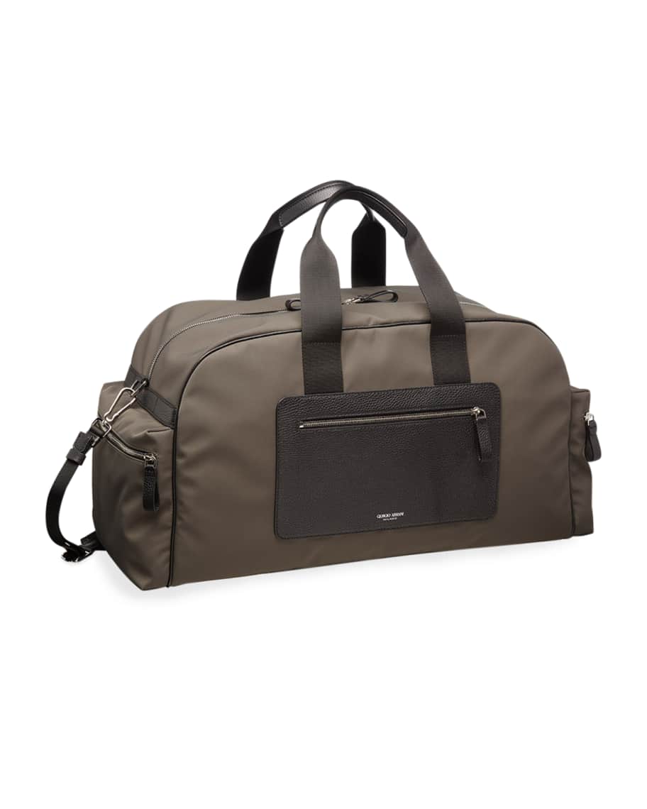 Armani Men's LeatherTrim Duffel Bag Neiman Marcus