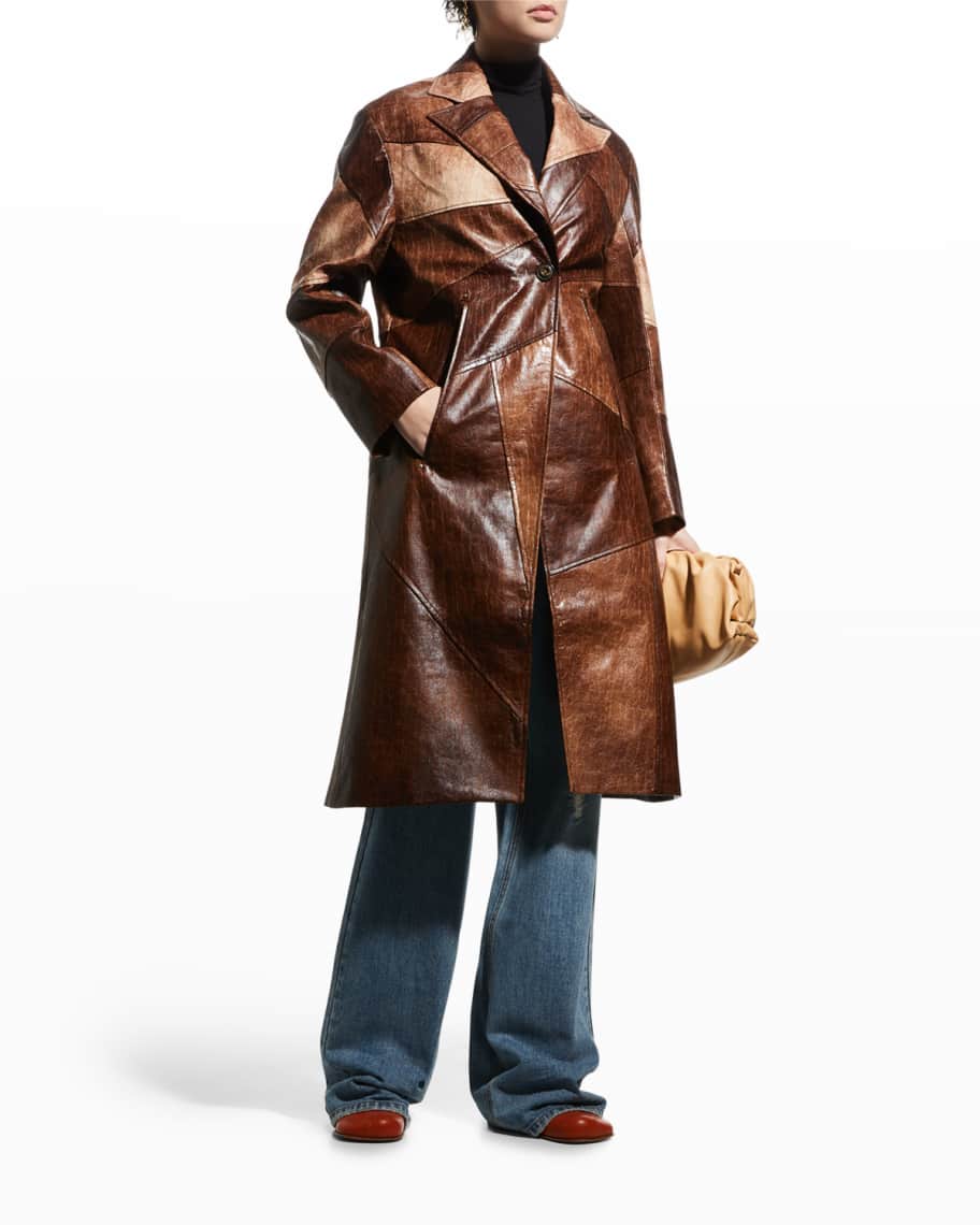 Andersson Bell Cara Faux-Leather Patch Coat | Neiman Marcus