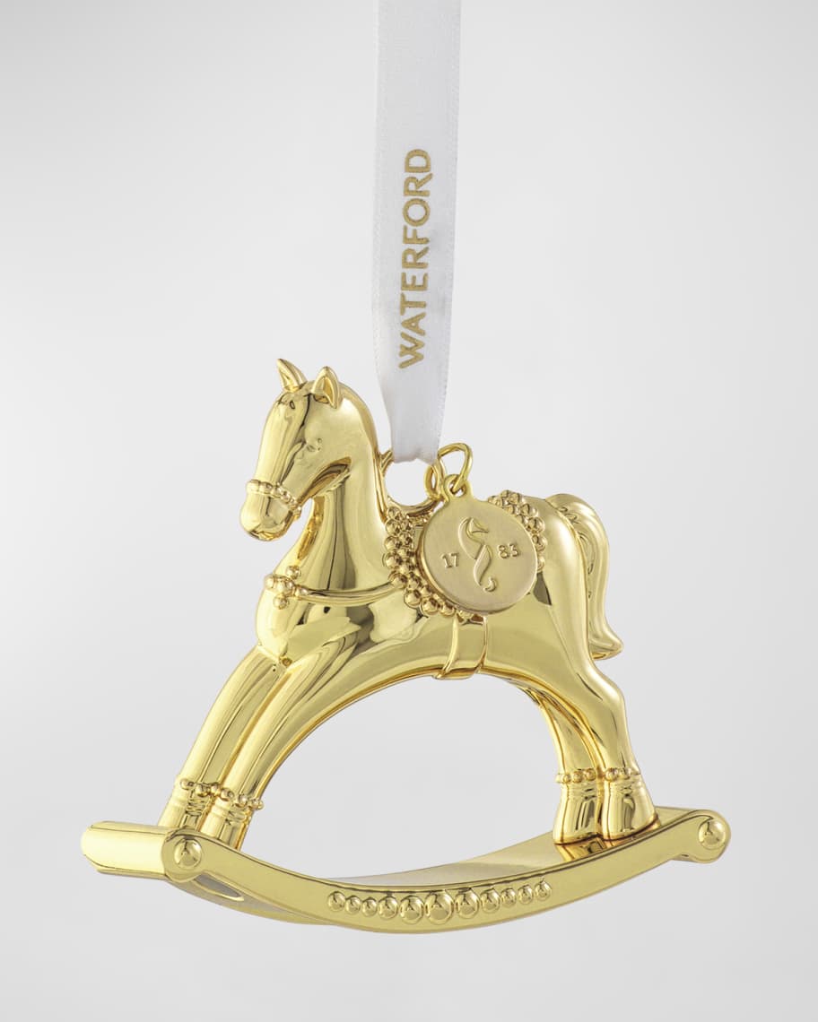 Waterford Crystal Gold Rocking Horse Ornament Baby S First Christmas Neiman Marcus