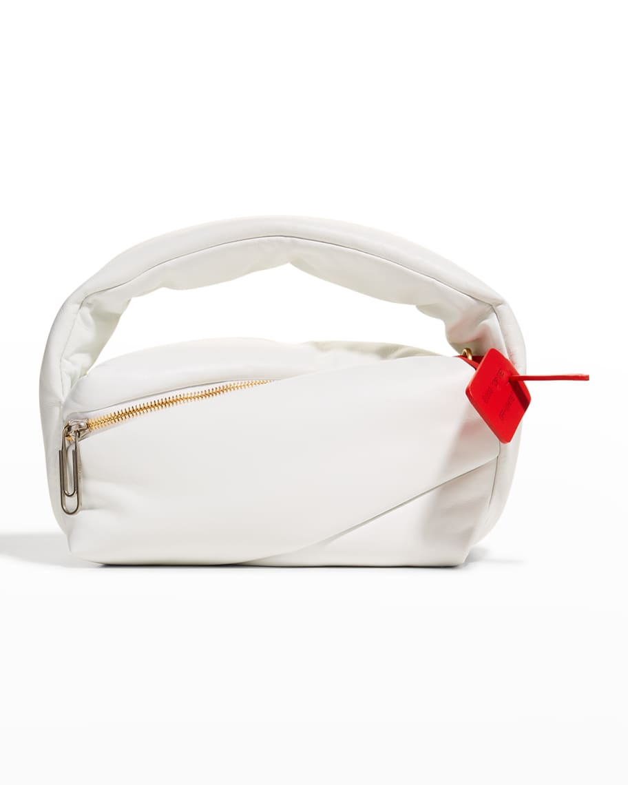 Off-white Pump Pouch Mint Leather Top Handle Bag In Grün