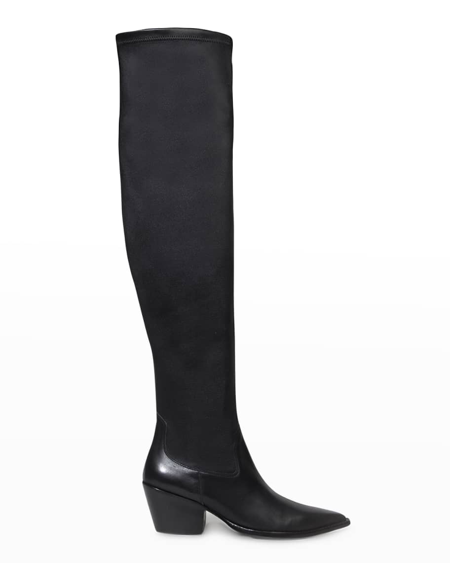 Black Suede Studio Kenedy Leather Over-The-Knee Boots | Neiman Marcus
