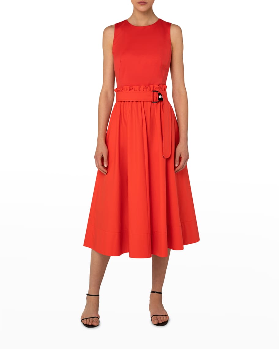 Akris punto MixedMedia Belted Dress Neiman Marcus