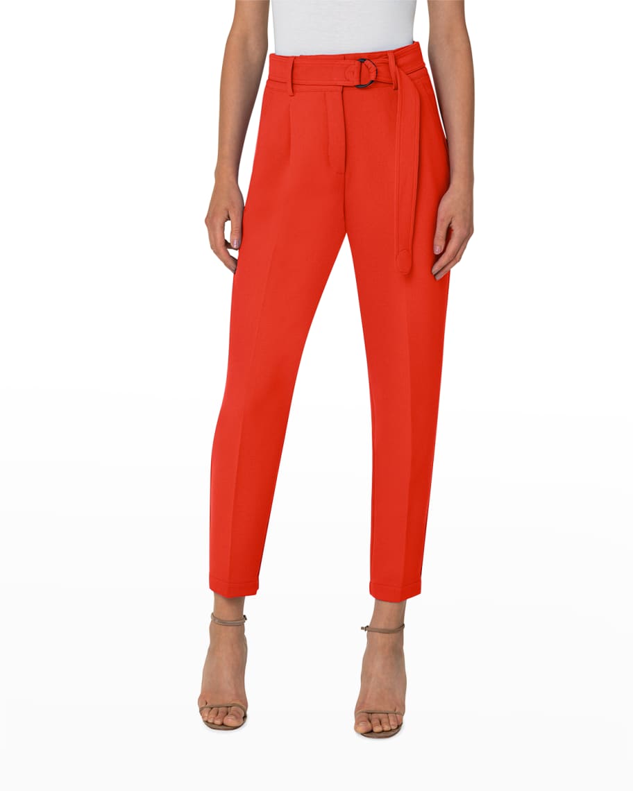 Akris punto Fred Crepe Belted Pants | Neiman Marcus