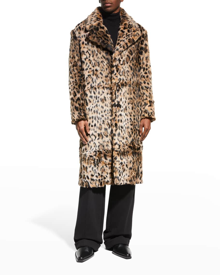 Amiri Men's Faux-Fur Leopard Coat | Neiman Marcus