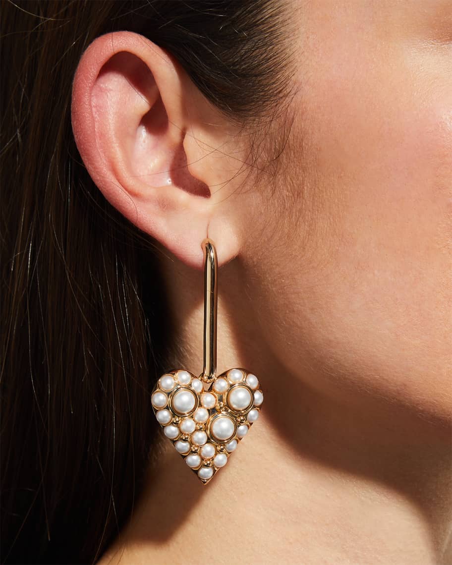 Image 2 of 4: Mini Heart Pearly Drop Earrings