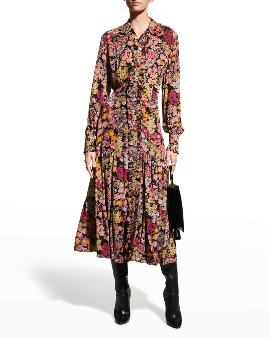 Polo Ralph Lauren Floral-Print Ruffle-Trim Long-Sleeve Dress | Neiman ...