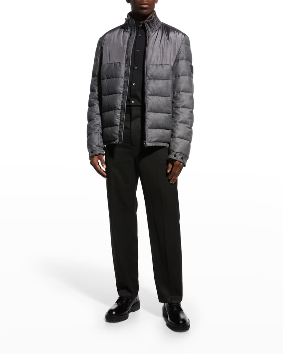 BOSS Men's Wool Flannel Puffer Jacket | Neiman Marcus