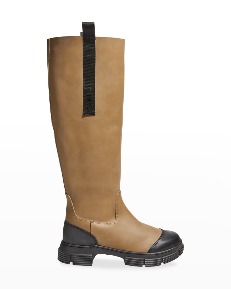 Ganni Country Bicolor Leather Tall Boots | Neiman Marcus