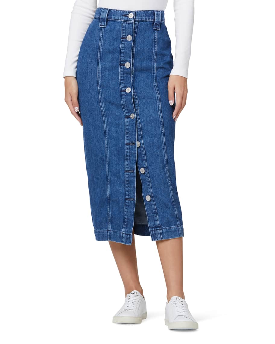 Hudson Button Front Denim Pencil Skirt Neiman Marcus