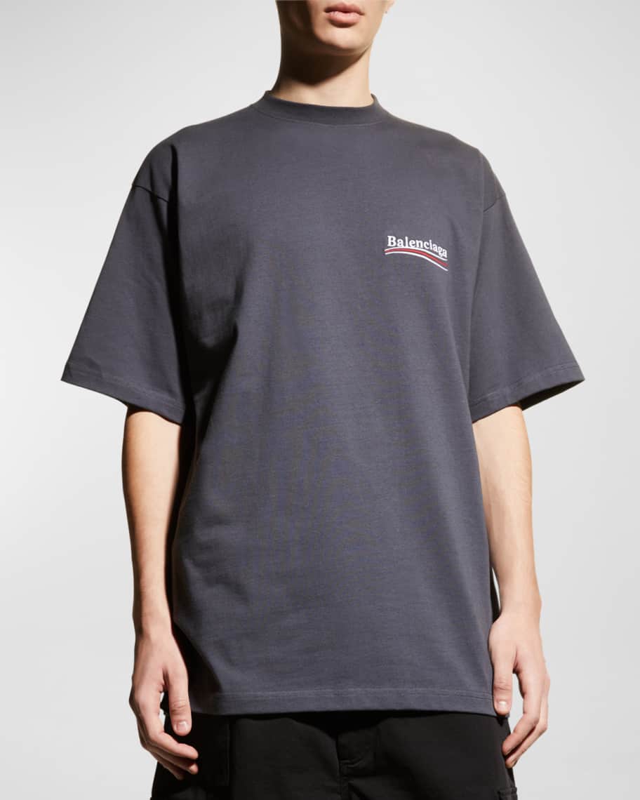 Balenciaga Men's Political Logo Cotton Jersey T-Shirt