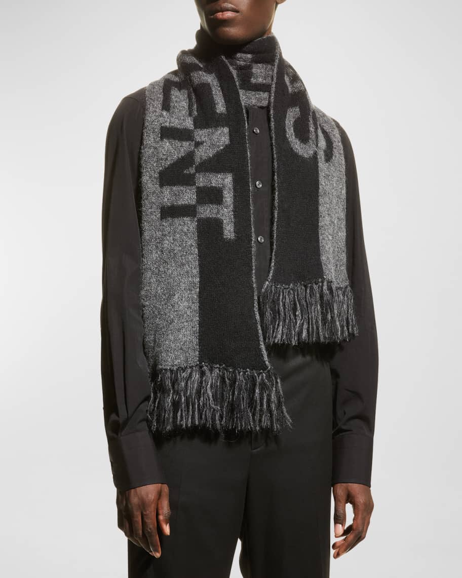 Saint Laurent intarsia-knit logo scarf - Black