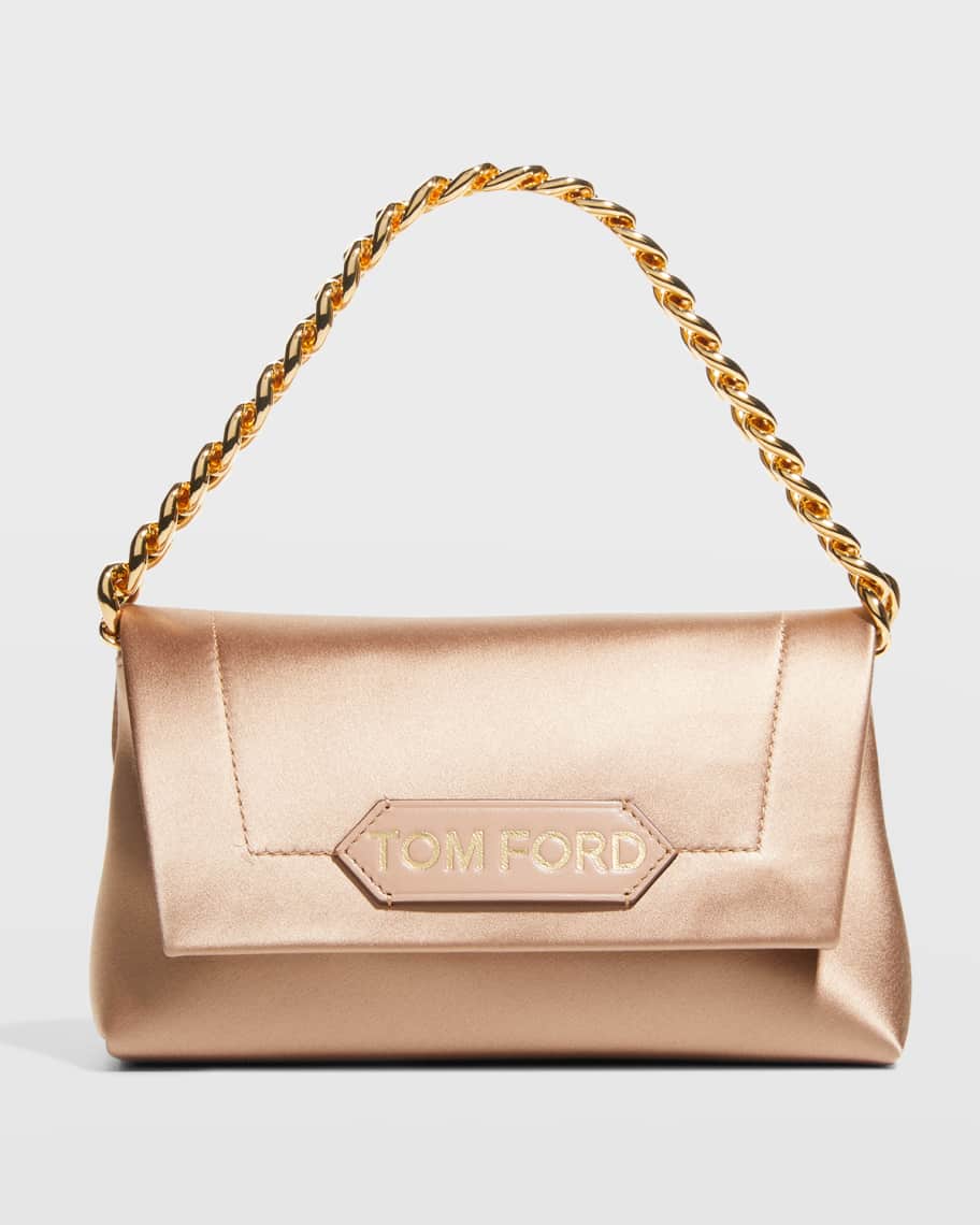 TOM FORD Label Mini Bag in Satin with Chain | Neiman Marcus
