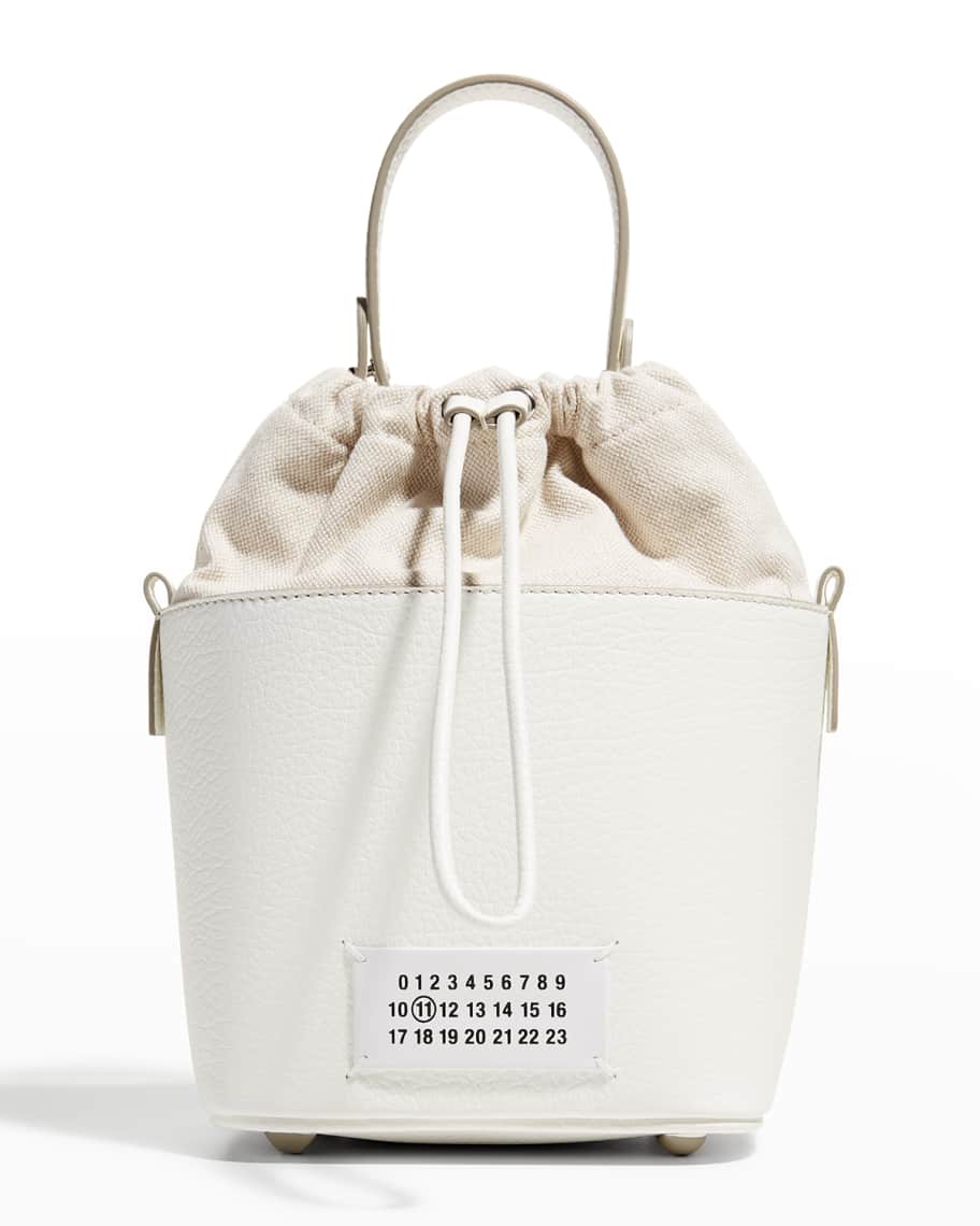 Maison Margiela Logo Top-Handle Drawstring Bucket Bag | Neiman Marcus