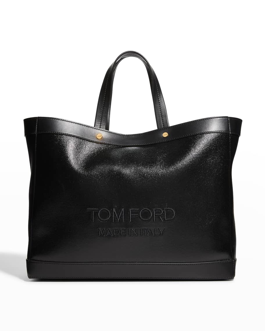 T Screw Large Leather And Mesh Tote Bag in Black - Tom Ford