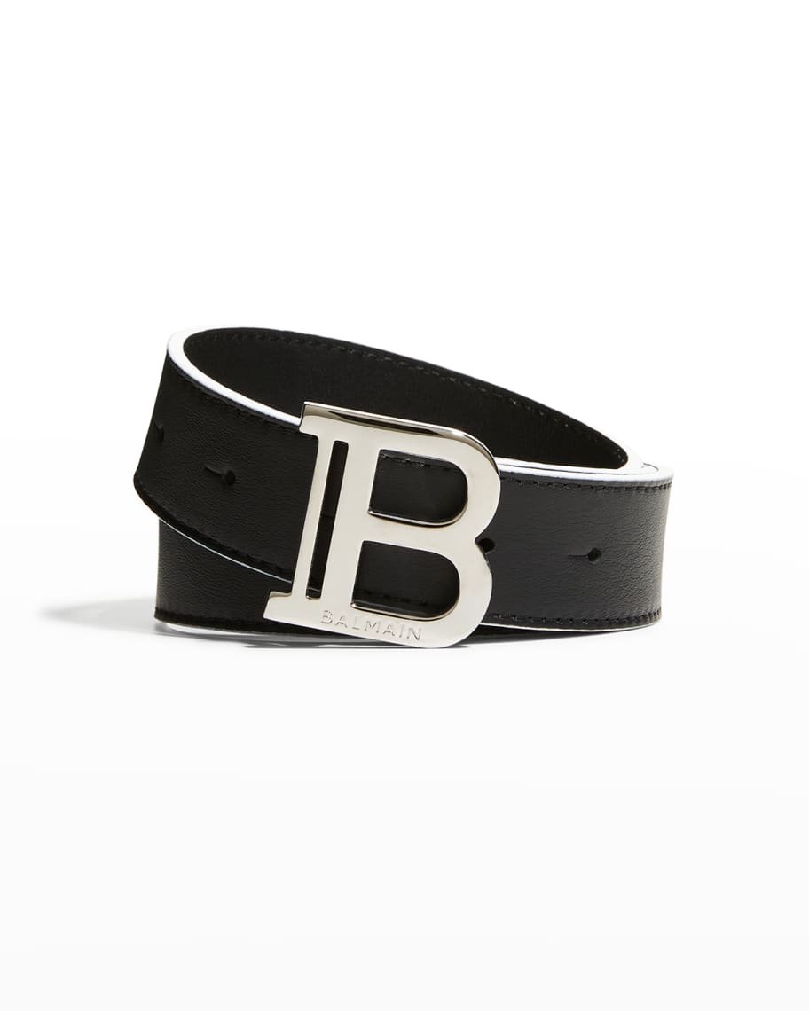 ファッション雑貨・小物 Balmain Belt With Logo Balmain Kid's B Logo Buckle Leather Belt, Size 4-16 | Neiman