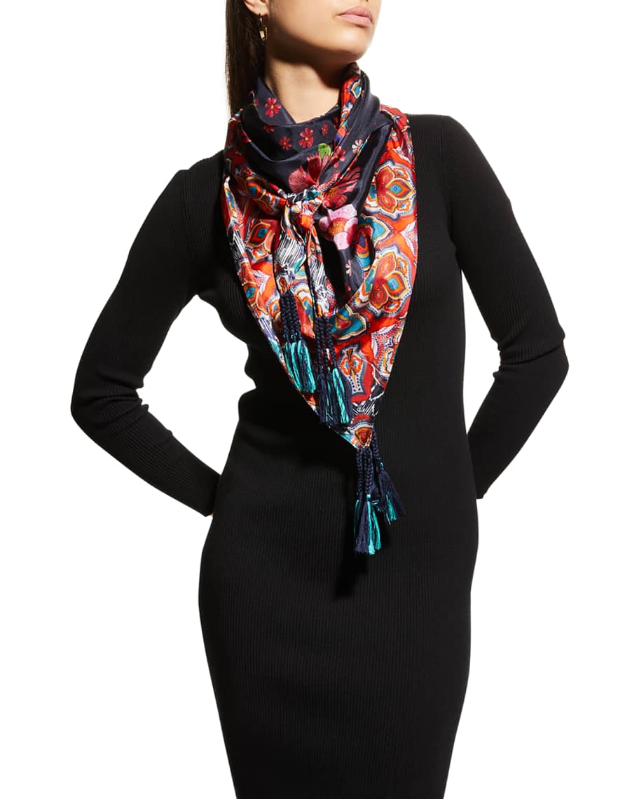 3D T Monogram Double-Sided Silk Square Scarf : Women's Accessories