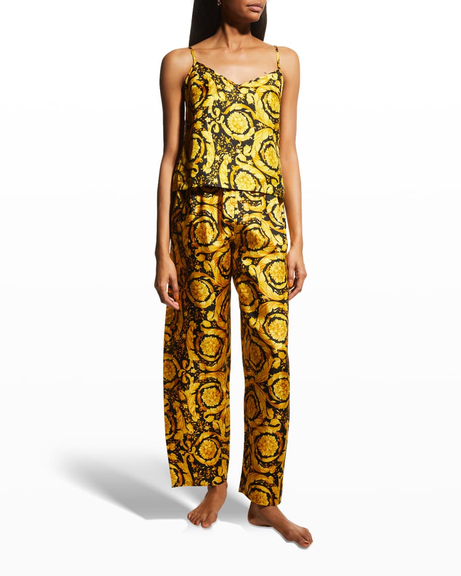 Barocco print silk pajama trousers