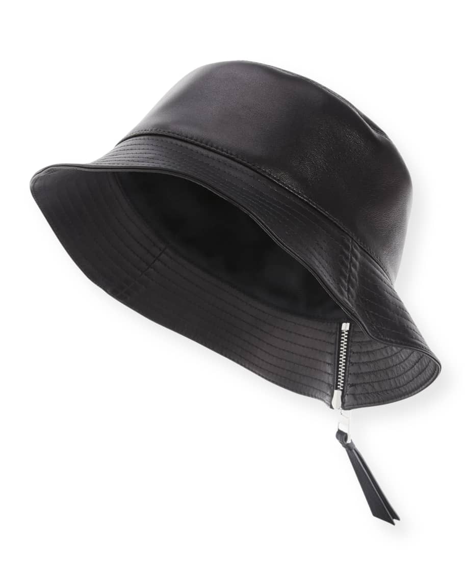 VIP【送料関税込】LOEWE LEATHER FISHERMAN HAT Loewe Fisherman Zip Leather Bucket Hat | Neiman Marcus