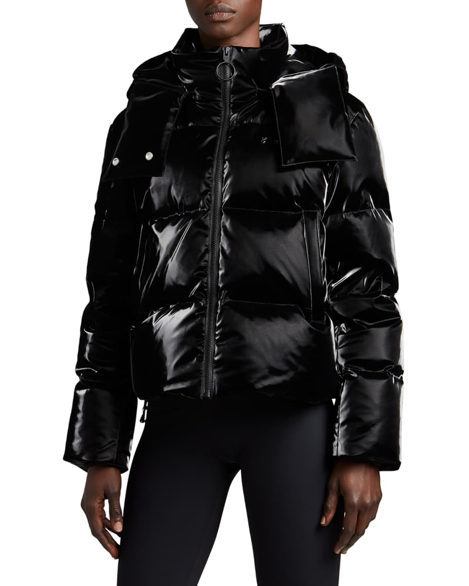 Off White Hooded Velvet Nylon Puffer Jacket Neiman Marcus