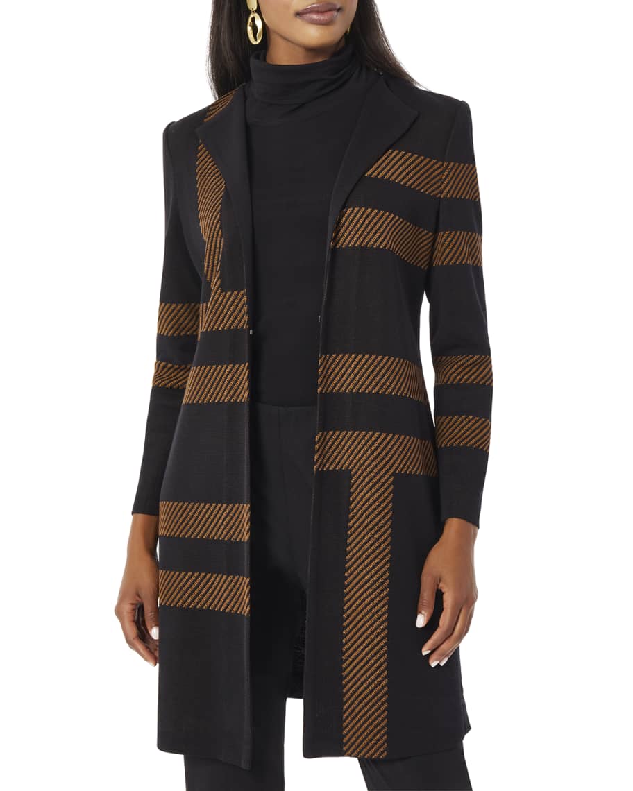 Misook Side Button Graphic Pattern Knit Duster Neiman Marcus