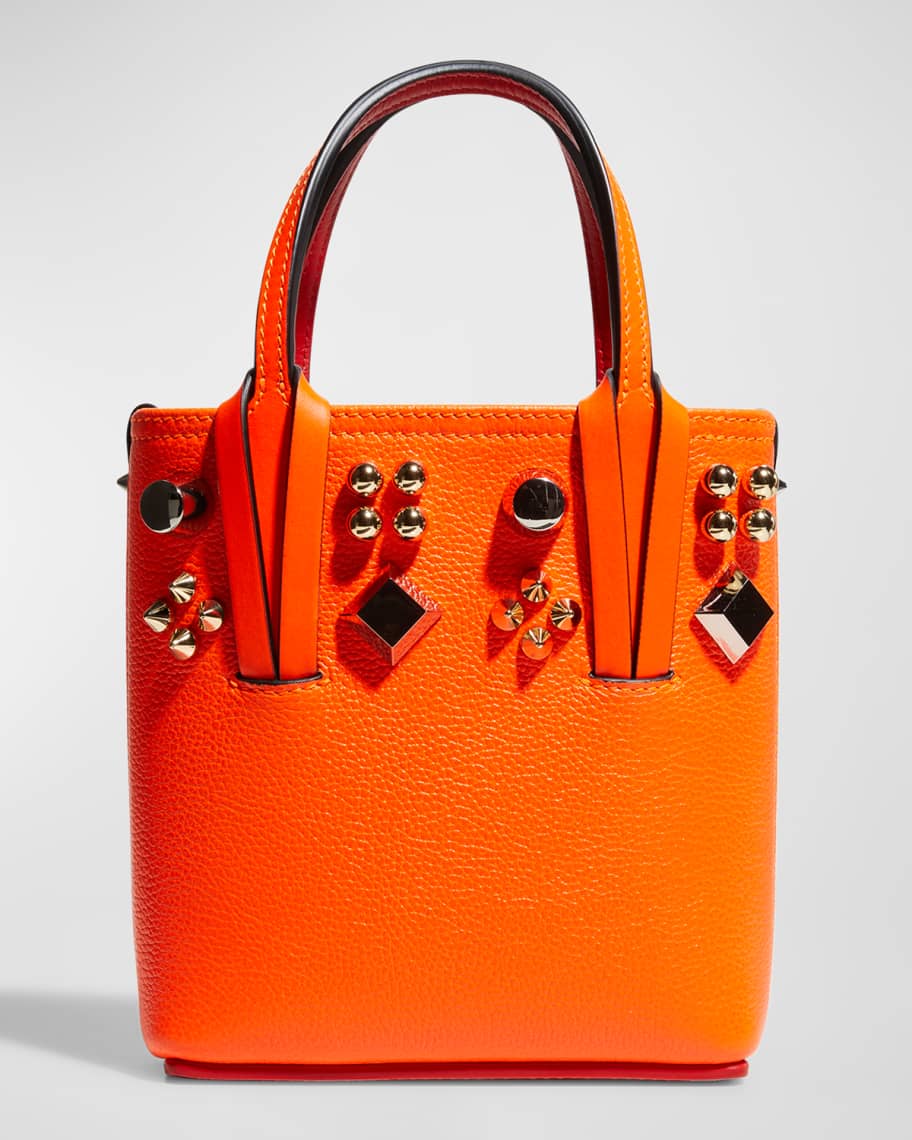 Christian Louboutin Cabata N/S Mini Tote in Grained Leather with Spikes ...