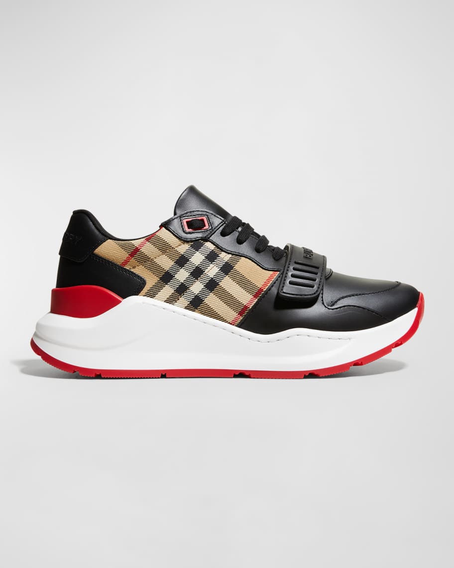 Burberry Ramsey Vintage Check Red Sole Low Top Sneakers Neiman