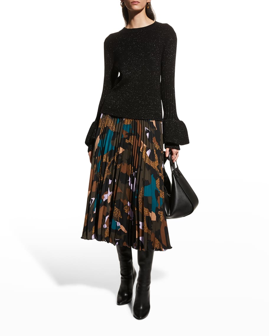 Diane von Furstenberg Saxon Pleated Midi Skirt | Neiman Marcus
