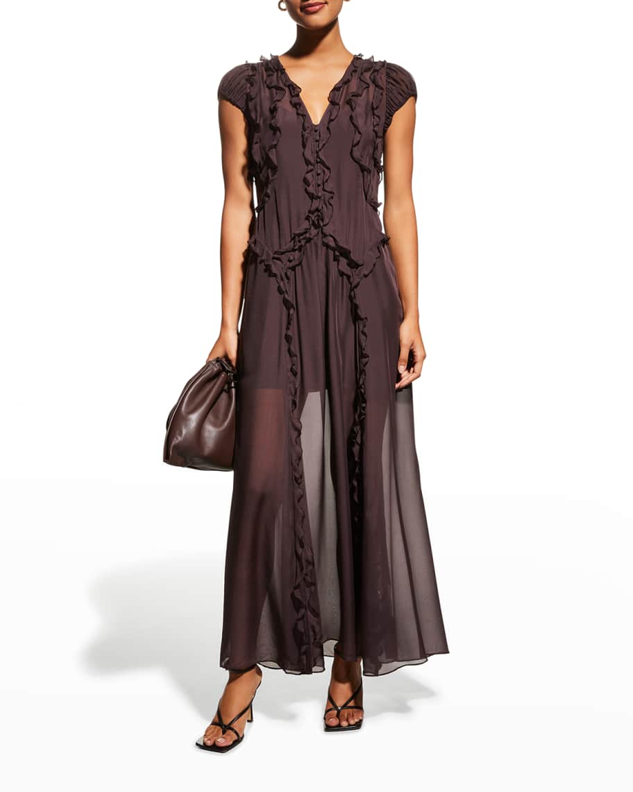 Rebecca taylor black lace ruffle dress deals