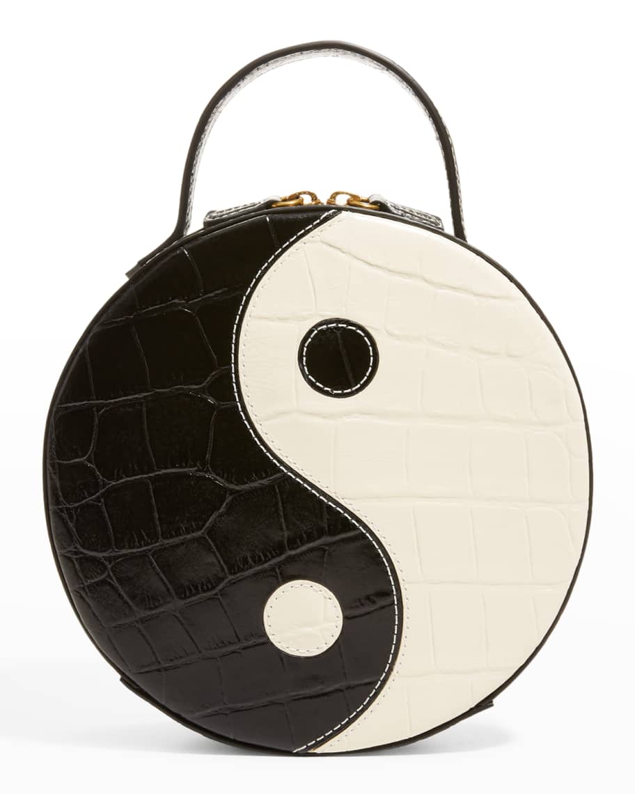 Yin And Yang Print Croc Embossed Satchel Bag