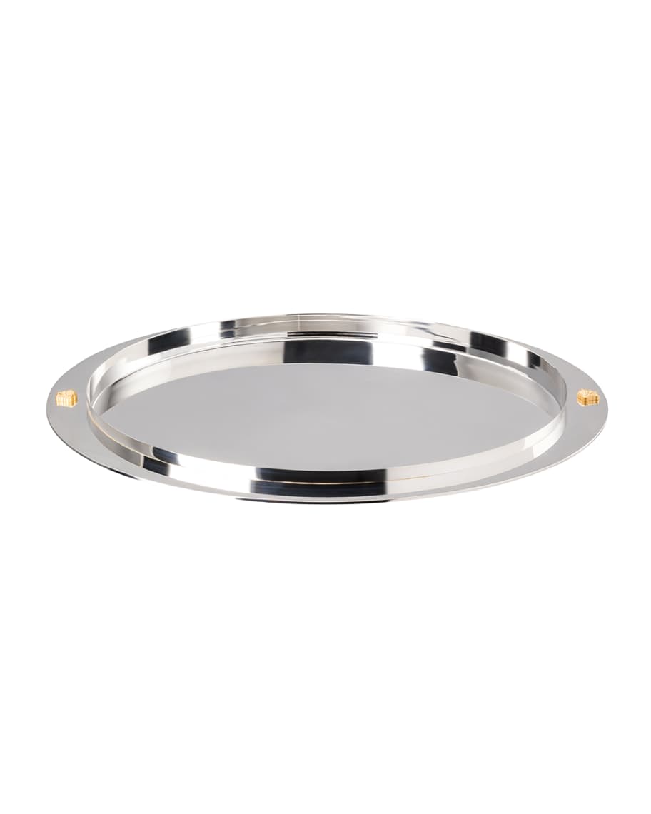 Versace Round Stainless Steel Bar Serving Tray Neiman Marcus
