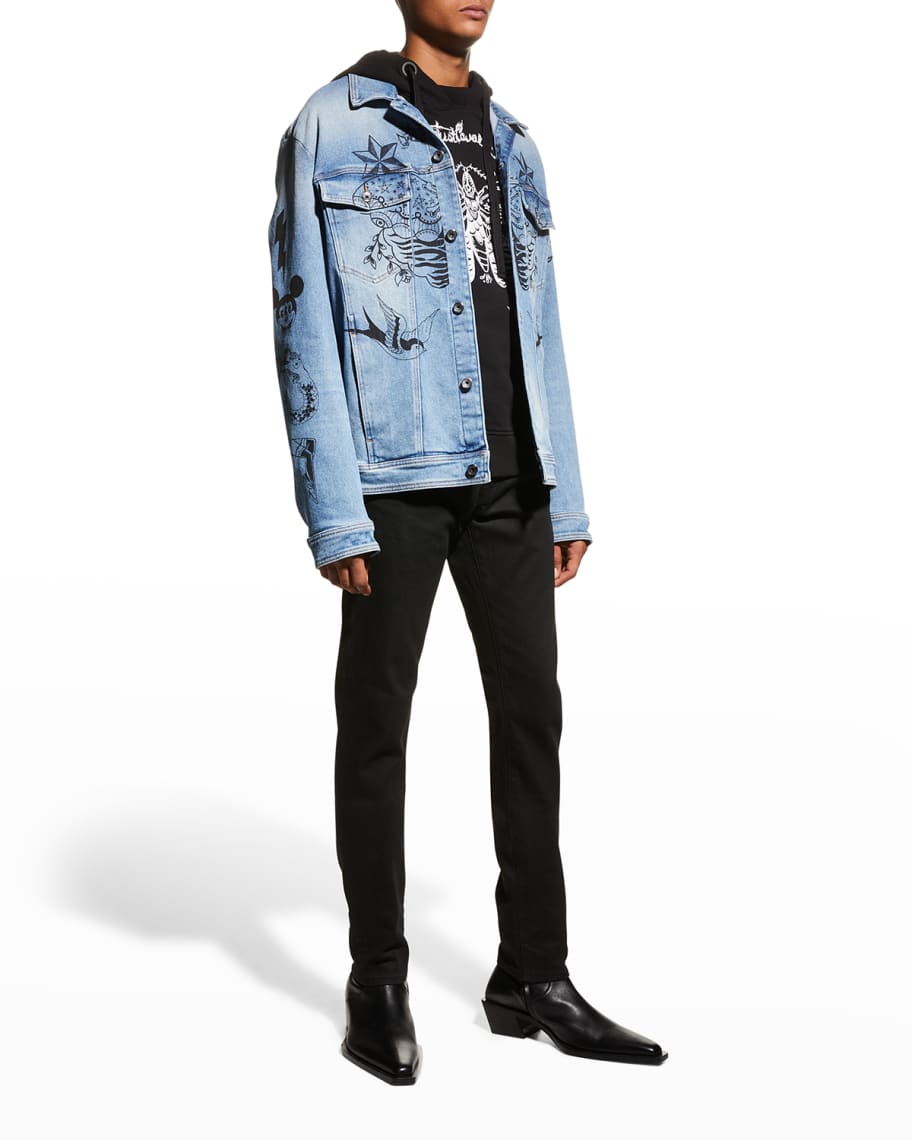 Just Cavalli Men's Graphic Denim Jacket Neiman Marcus