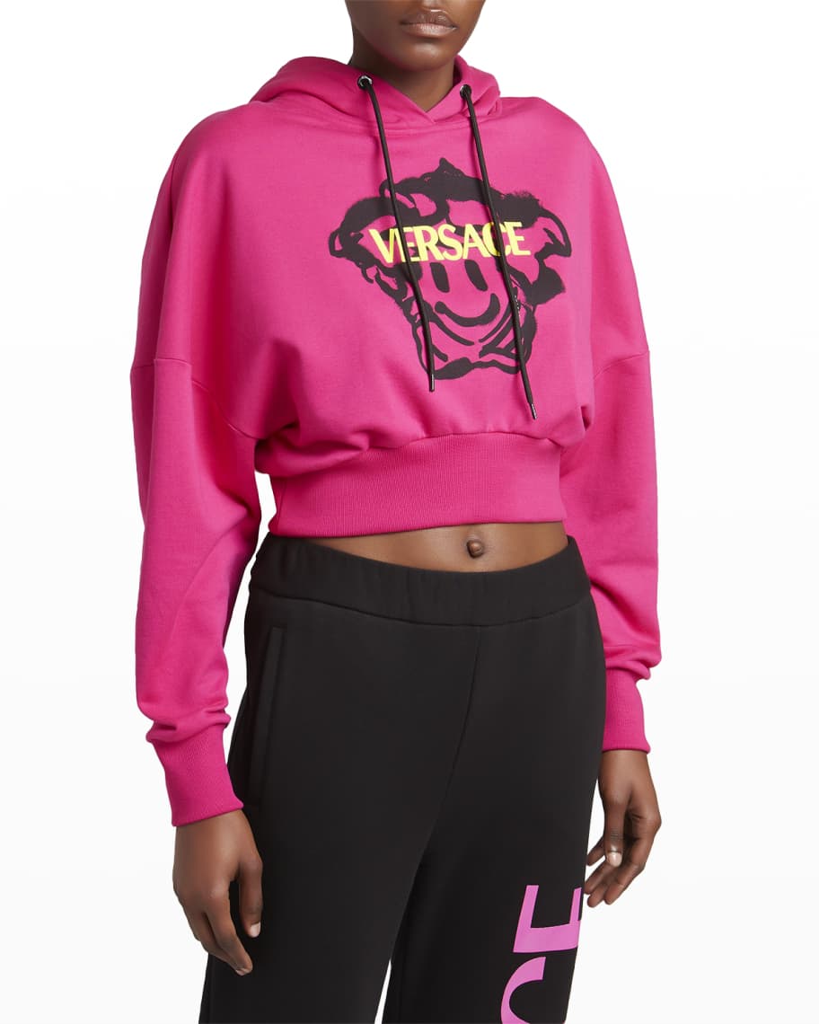 Versace Smiley Medusa Logo Cropped Hoodie Neiman Marcus