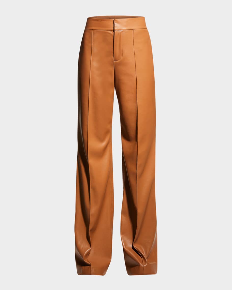 Alice + Olivia Deanna High Waisted Vegan Leather Bootcut Pant in