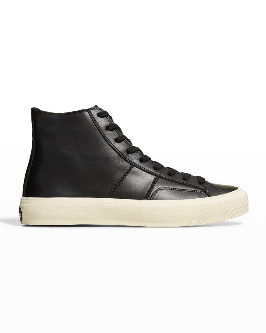 TOM FORD Men's Smooth Leather High-Top Sneakers | Neiman Marcus