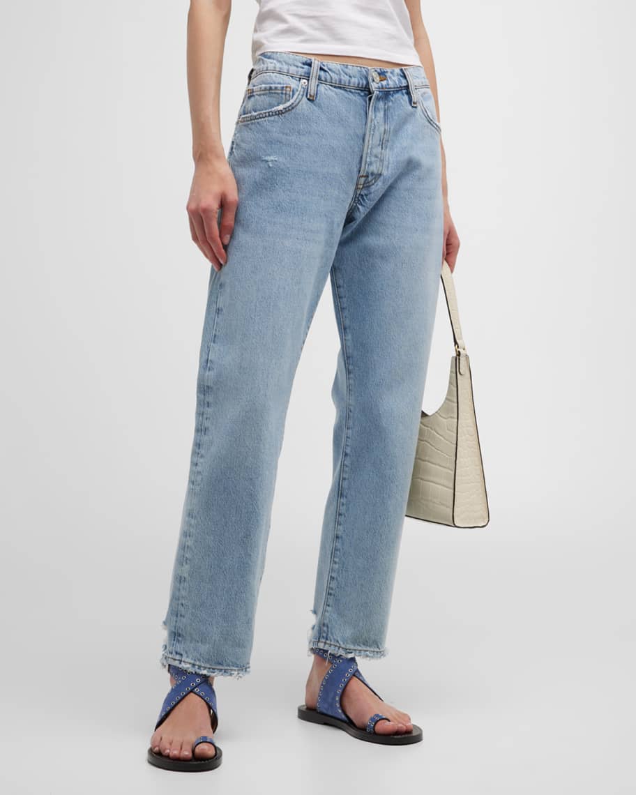 【Frame】 Le Slouchローライズ distressedジーンズ FRAME Le Slouch distressed straight-leg jeans | THE OUTNET