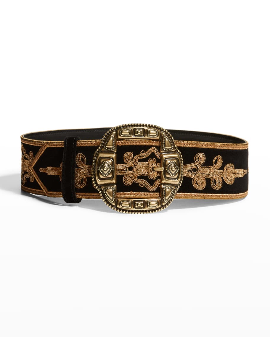 Leather Double B Buckle Belt in Vine - Women