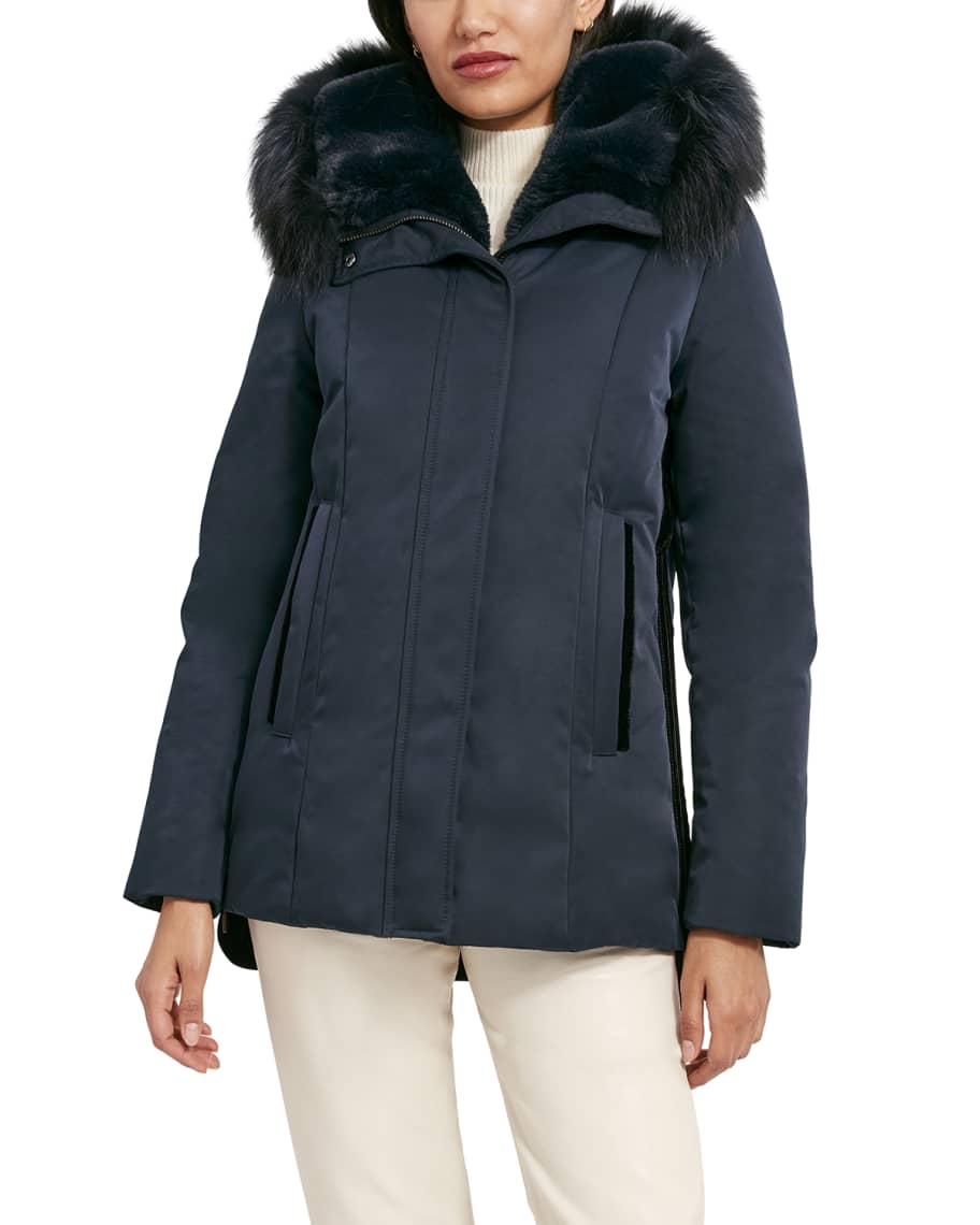 Dawn Levy Luka Waterproof Parka with Side Zips and Velvet Trim