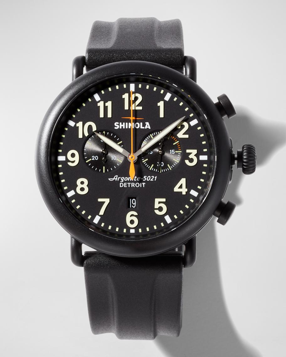 Shinola Men's 47mm Runwell 2-Eye Chrono Rubber Watch | Neiman Marcus