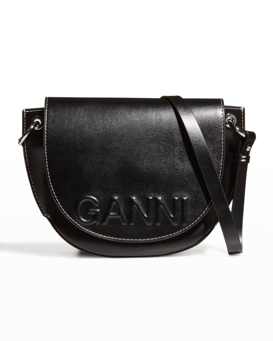 Ganni Banner Recycled Leather Saddle Crossbody Bag Neiman Marcus