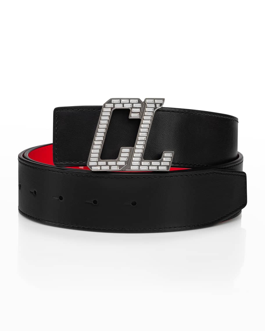 Christian Louboutin Happy Rui CL Logo Belt Buckle Silver - Mens Belt