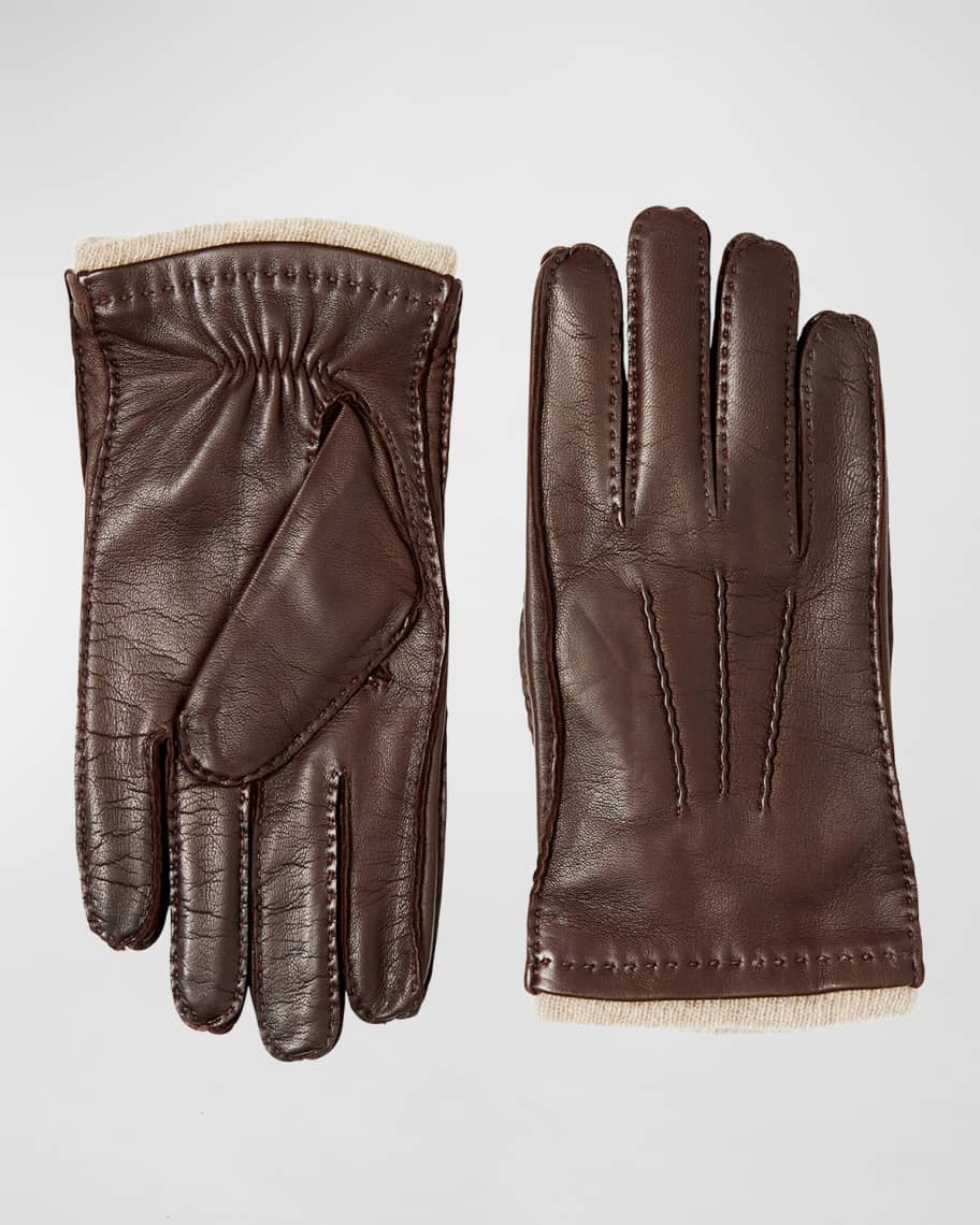 Bruno Magli Men's Hand-Stitched Leather Gloves | Neiman Marcus