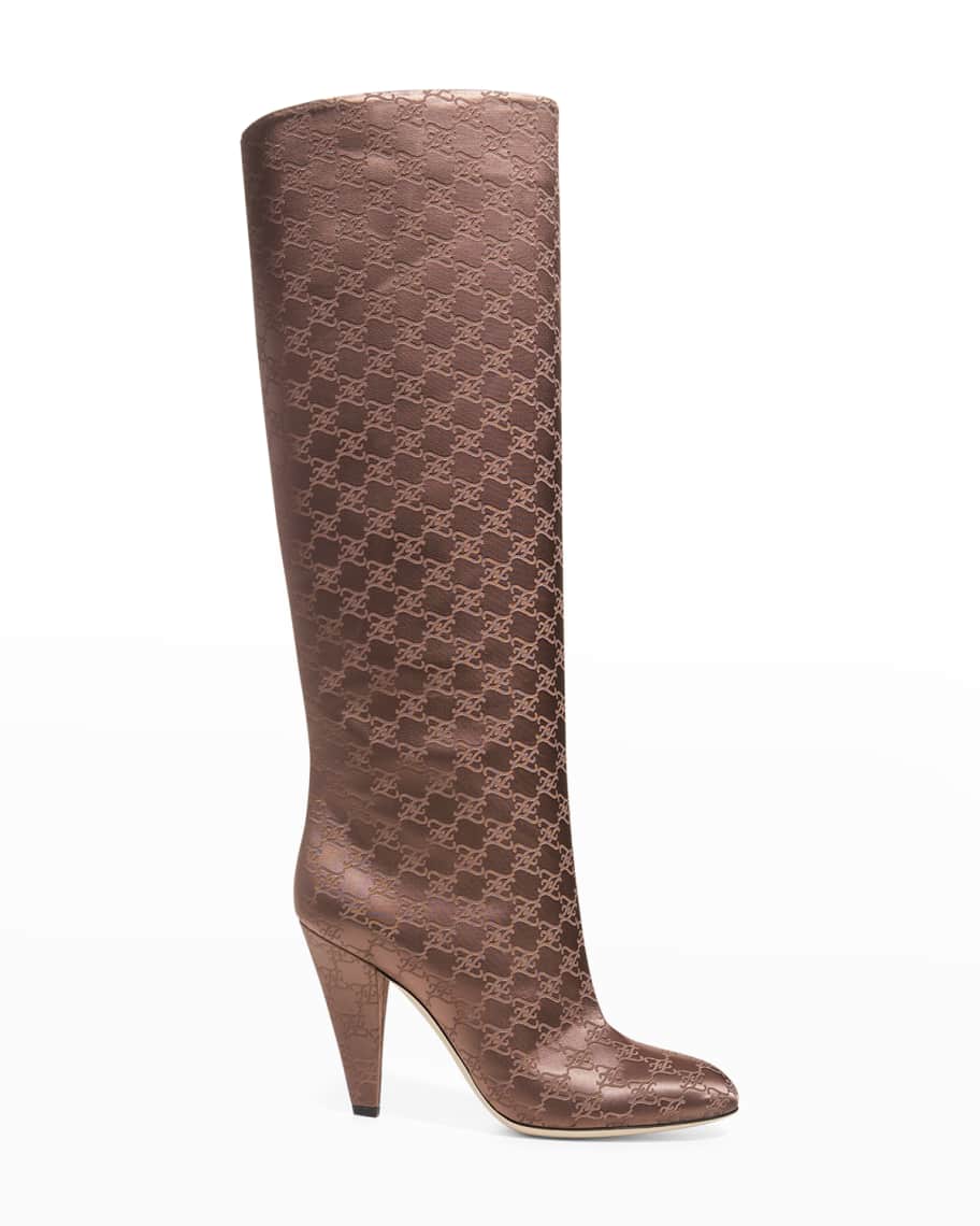 Fendi 95mm Jacquard Knee Boots | Neiman Marcus