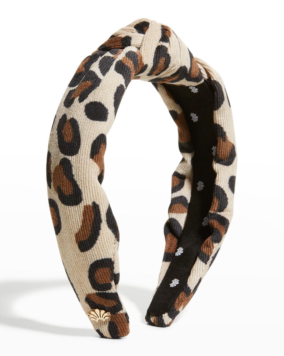 Lele Sadoughi Leopard-Print Corduroy Knotted Headband  display picture 1