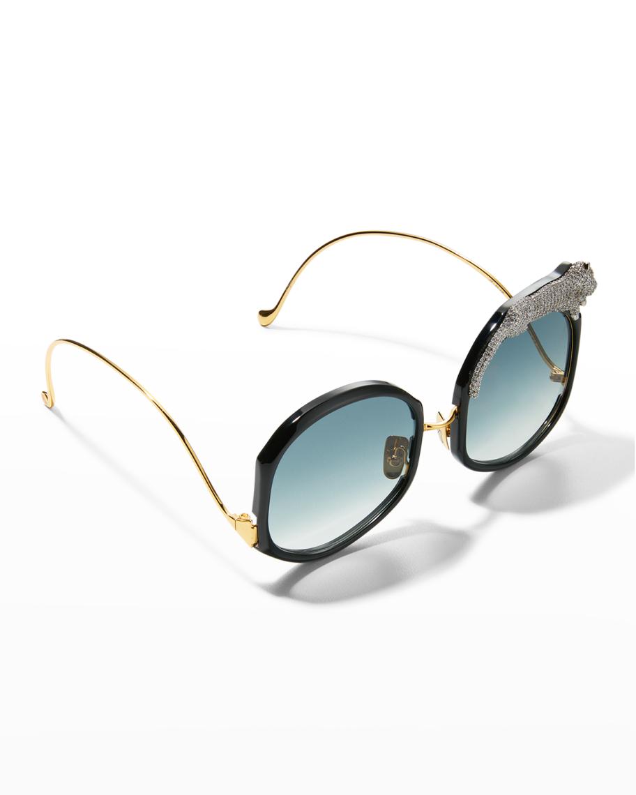 Anna-Karin Karlsson Rose Et Le Reve Leopard Round Acetate Sunglasses ...